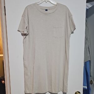 Old Navy Women's Beige Short Sleeve Tee Tshirt Dress Sz Large Comfy Cotton